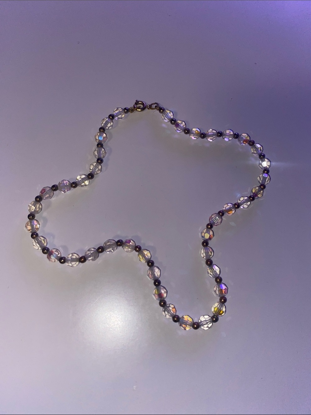 Aurora Glass Bead Necklace - Iridescent Clear